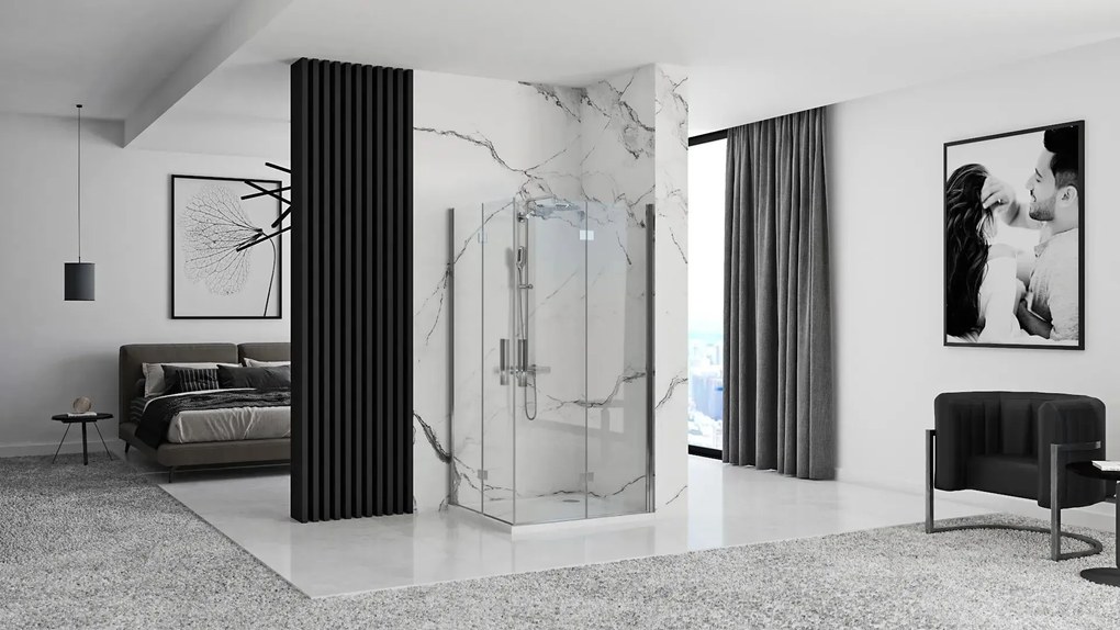 Zuhanykabin Rea Molier Chrome Double 80x80