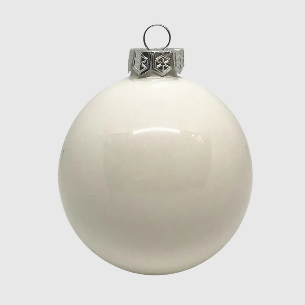 Just White fényes fehér üveg karácsonyi gömb szett 6*8cm