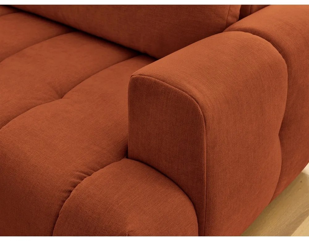 Téglavörös kinyitható-tárolóhelyes sarokkanapé (bal oldali-L alakú) Fuji – Bobochic Paris