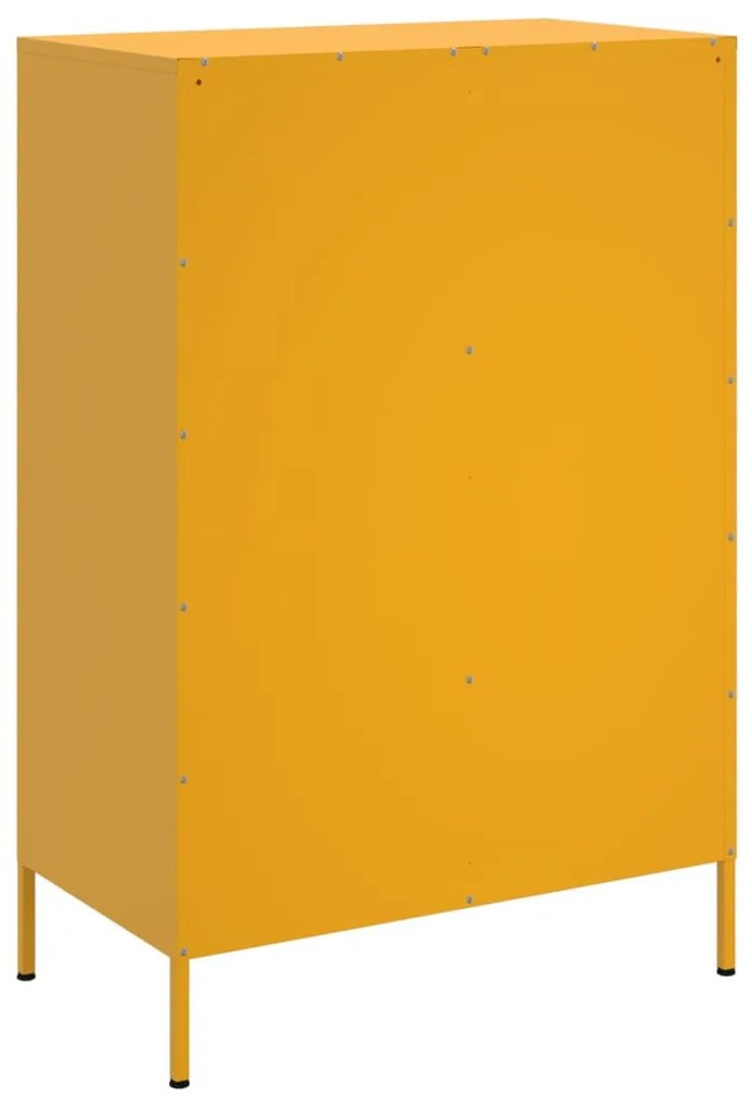 mustársárga acél tálalószekrény 68 x 39 x 101,5 cm