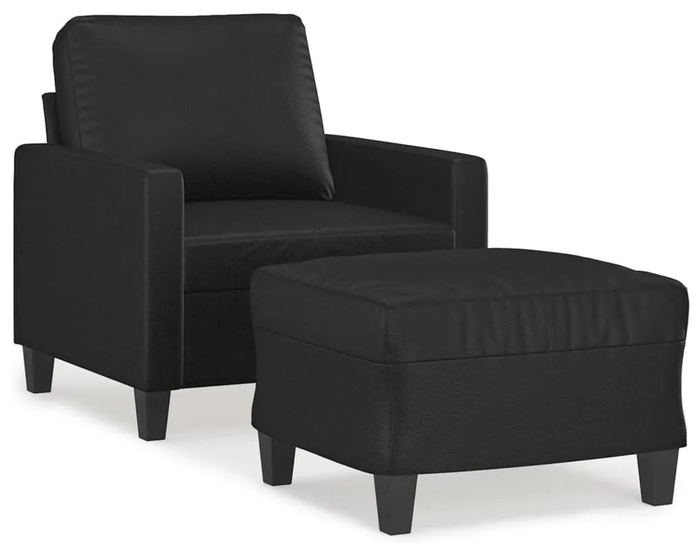 fekete műbőr kanapéfotel lábtartóval 60 cm