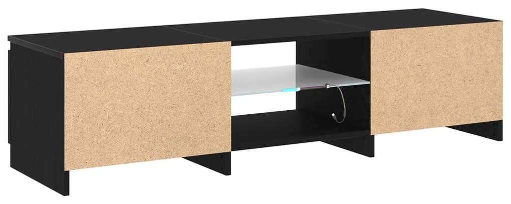 TV Szekrény LED Fénnyel, Fekete Tölgy, 140x40x35,5 cm, Fa Műanyag