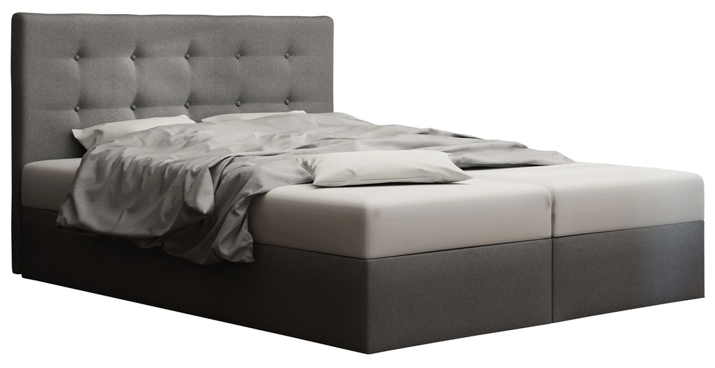 Franciaágy  Boxspring 140 cm Duel 1 (szürke) (matraccal és tárolóhellyel). 1046426