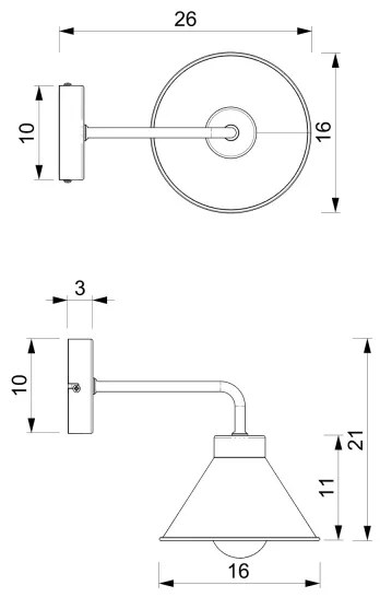 Fali lámpa DEMET 1xE27/60W/230V fekete/arany