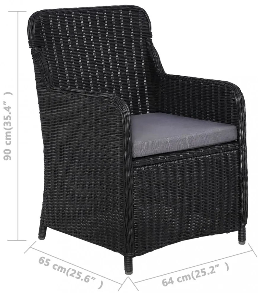 7 részes fekete kültéri polyrattan étkezőgarnitúra
