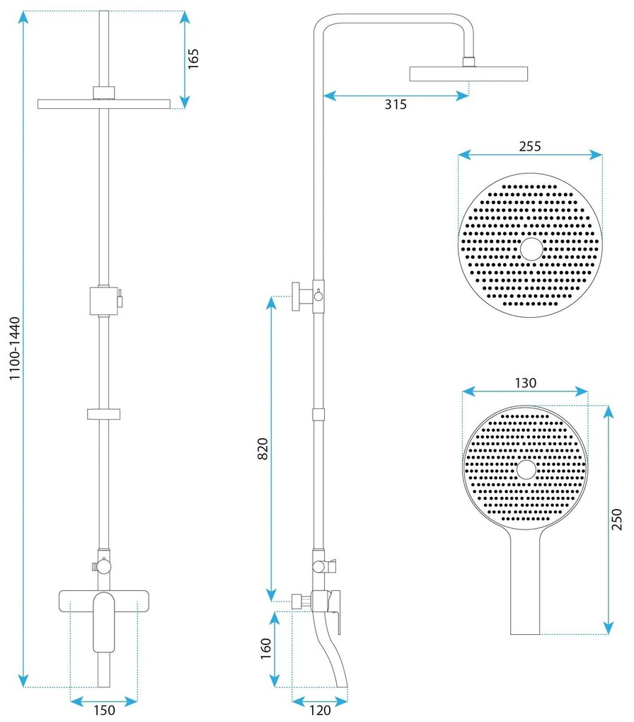 Rea Bloom, zuhanykád készlet esőfejjel és kézi zuhanyfejjel, króm, REA-P9527