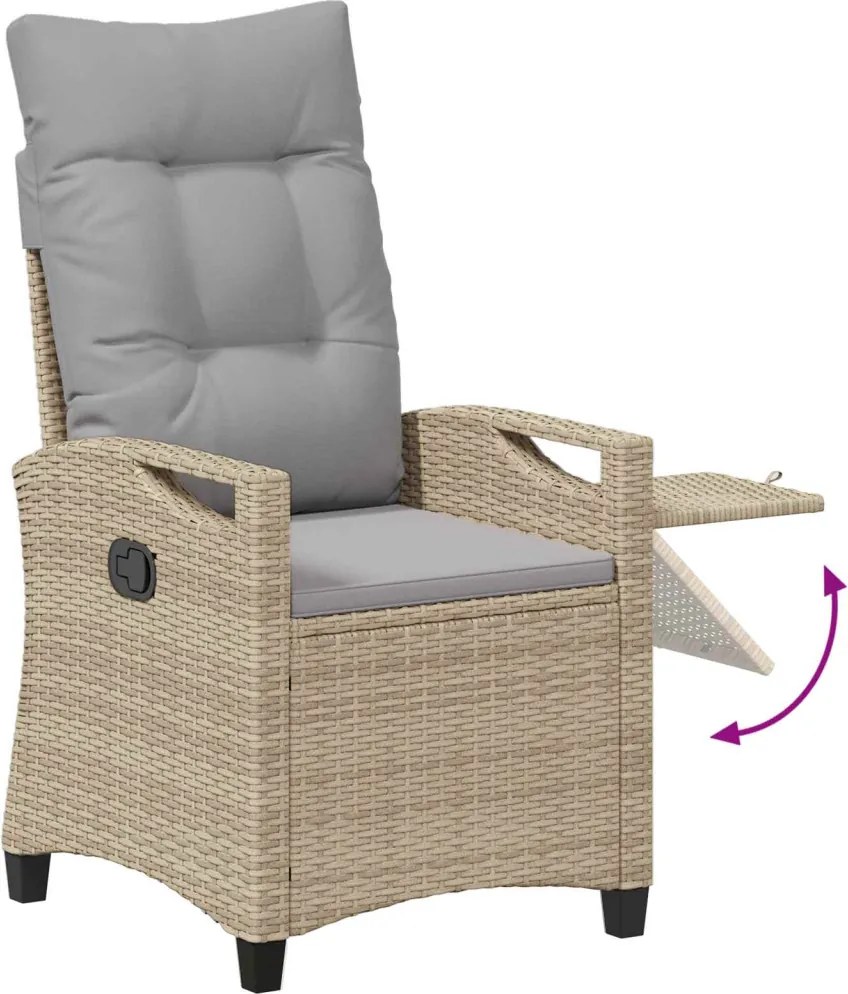 Fekvő Kerti Szék Beige és Világosszürke 56 x 60 x 112 cm