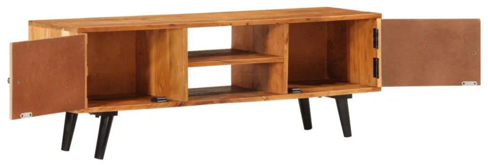 tömör akácfa és fém TV-szekrény ajtókkal 112 x 30 x 40 cm