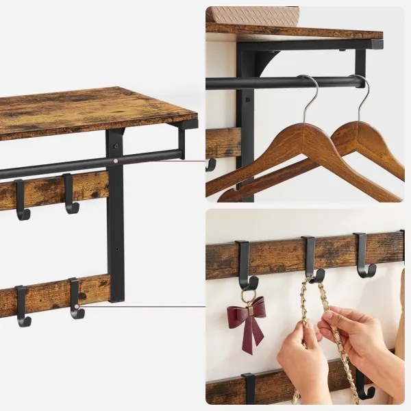 NATE fali fogas polccal barna/fekete