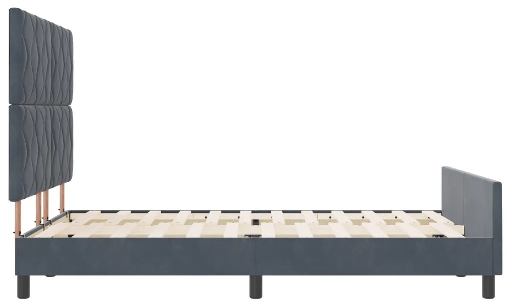 sötétszürke ágykeret, 160x200 cm, velúr