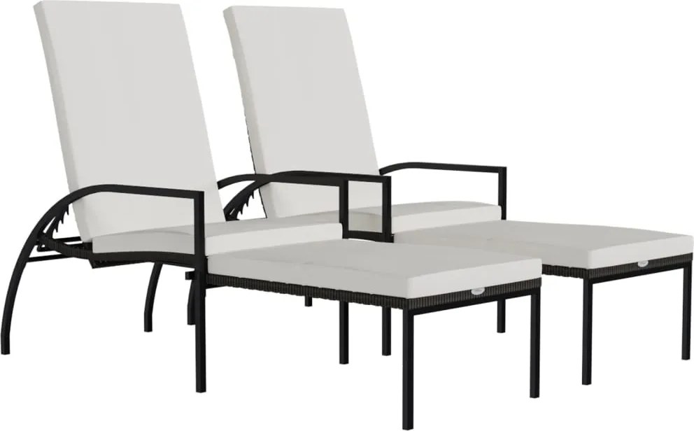vidaXL 2 db barna polyrattan napozóágy lábtartóval