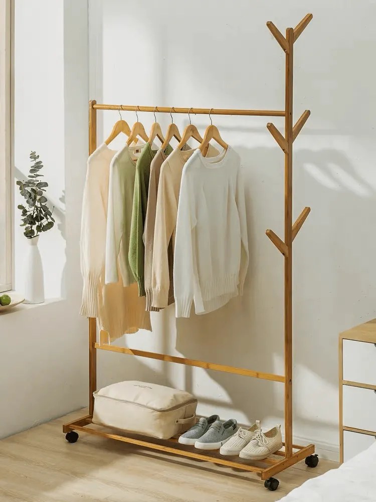 Kerekes akasztó, bambus, 100 cm széles, VIKIR TYP 3