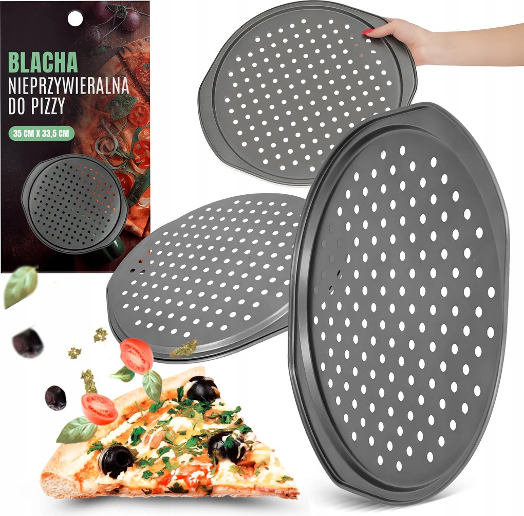 Pizza Tepsi 33 cm Sütőforma Reszelt Nagy Tálca Tapadásmentes L0