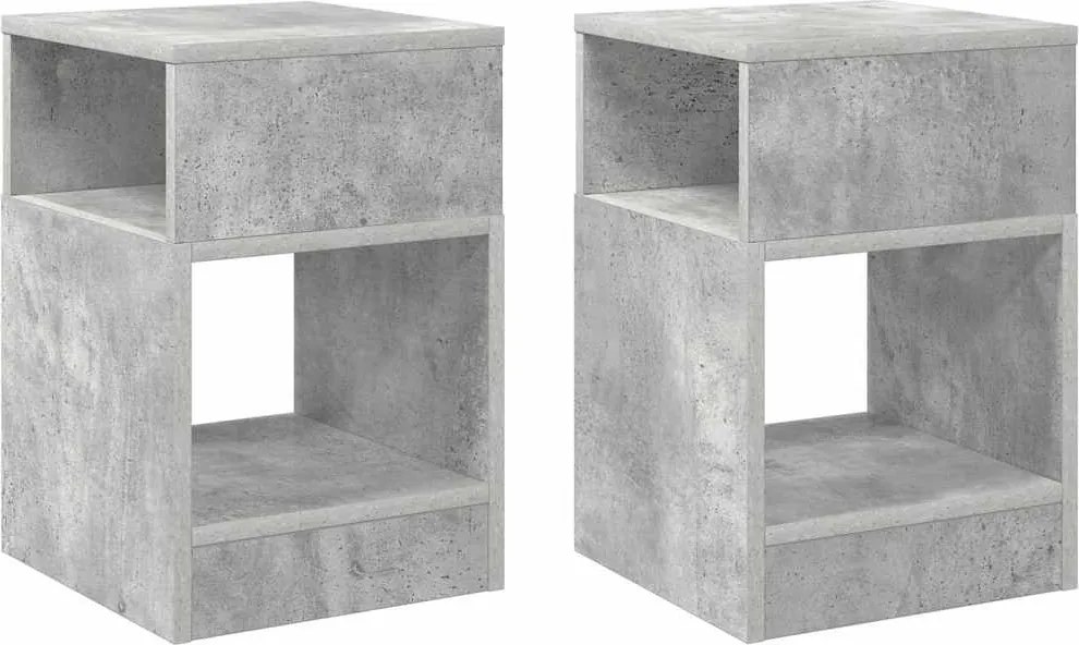 vidaXL Végasztal 2 pcs Beton Szürke 30,5 x 30 x 45 cm Faanyag