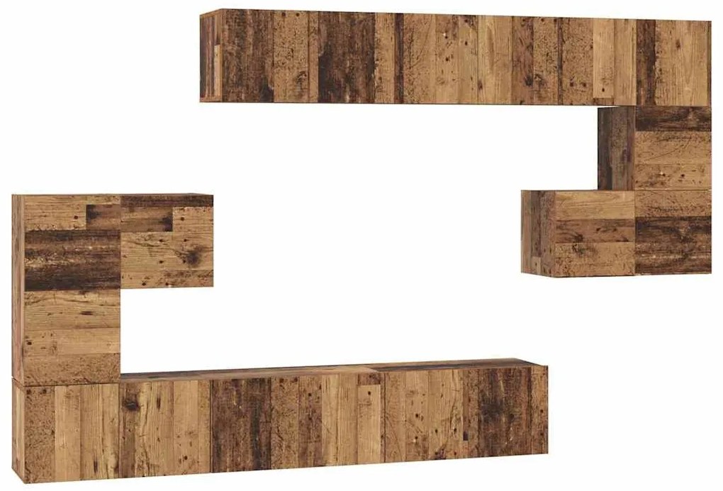 TV szekrény garnitúra 10 pcs Régi fa 60 x 30 x 30 cm Faanyag