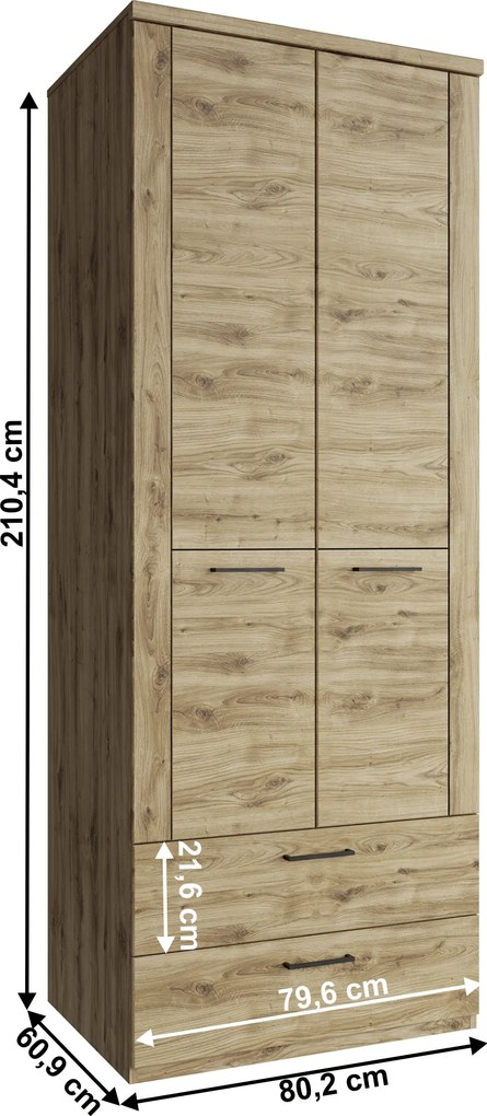 Szekrény 2D2S, navarra tölgy, DORSI