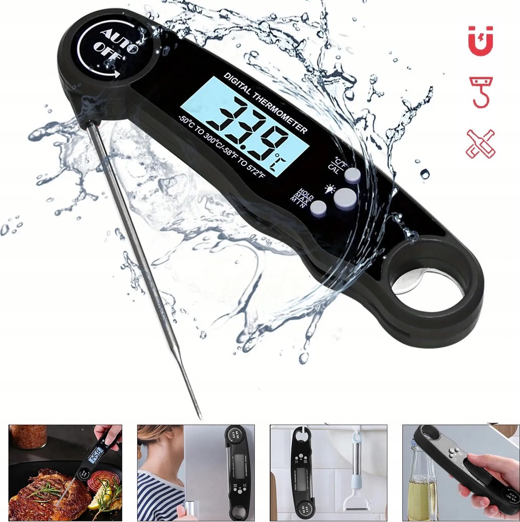 -50-300°C Konyhai Hőmérő Vezeték Nélküli Digitális LCD Steak Hús Szonda