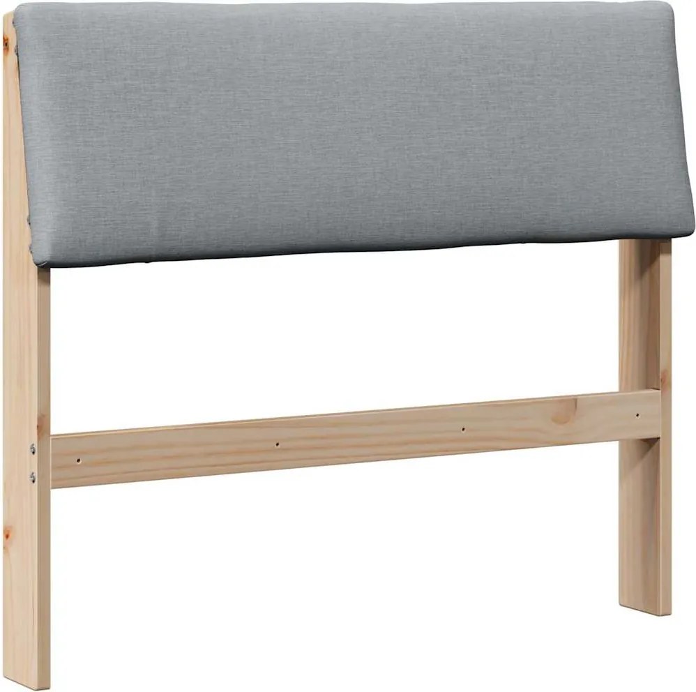 vidaXL Kárpitozott fejtámla Világosszürke 90 cm Tömör fenyőfa