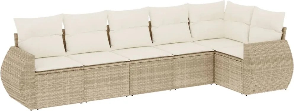 vidaXL 6 részes bézs polyrattan kerti ülőgarnitúra párnával