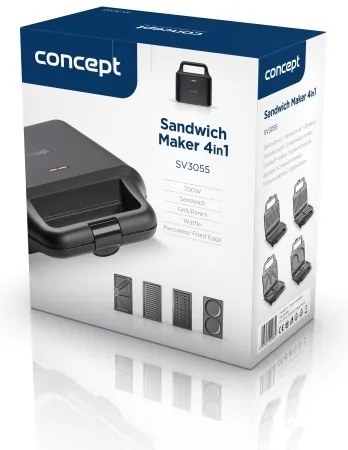 Concept SV3055 - Szendvics készítő 4in1 700W/230V fekete