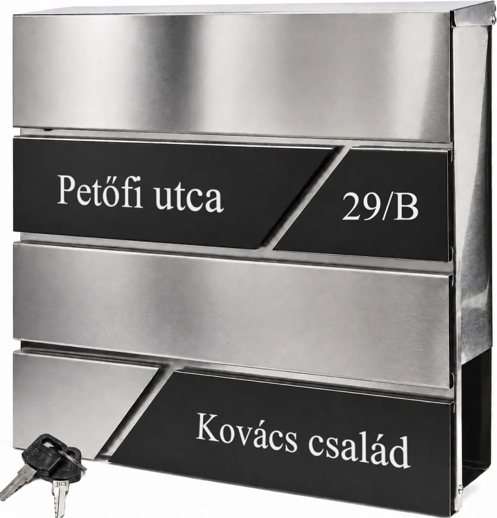 Rozsdamentes (INOX) fém postaláda, gravírozott felirattal "4"