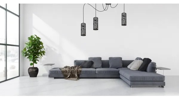 Csillár zsinóron AVALO 3xE27/60W/230V pók szürke/fekete
