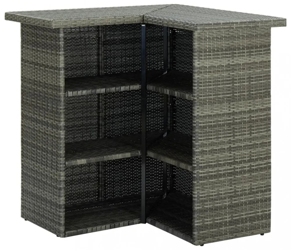 4 részes szürke polyrattan kerti bárszett párnával