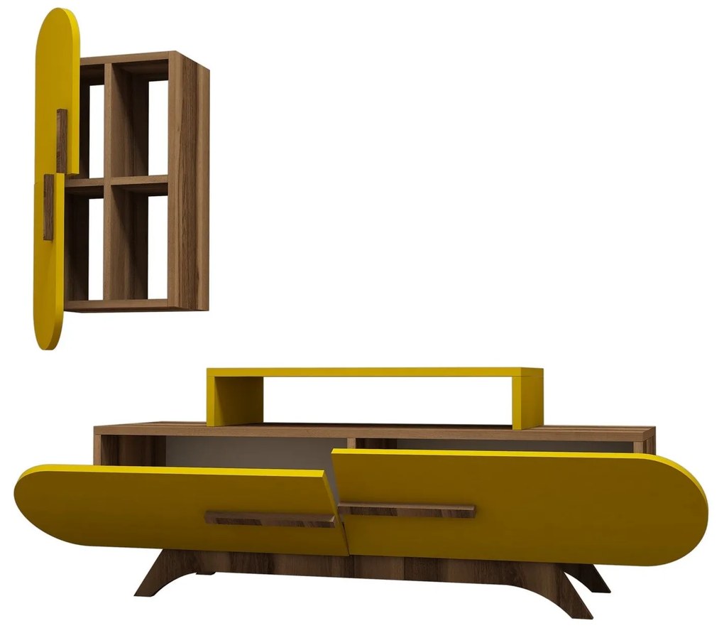 TV szekrény Rose S - Walnut, Yellow