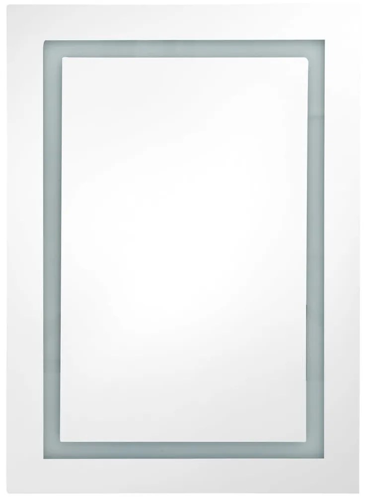 fényes fekete LED-es tükrös fürdőszobaszekrény 50 x 13 x 70 cm