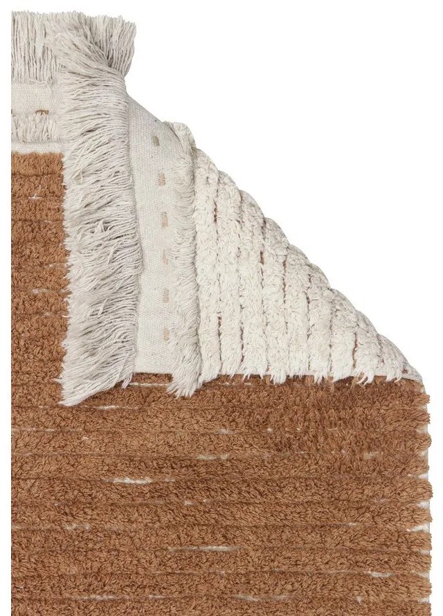 Téglavörös-bézs pamut futószőnyeg 80x230 cm Duetto Toffee – Lorena Canals