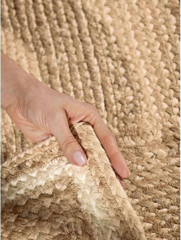 Krémszínű-natúr színű kétoldalas-kézi szövésű juta szőnyeg 120x170 cm Jutta – Hanse Home