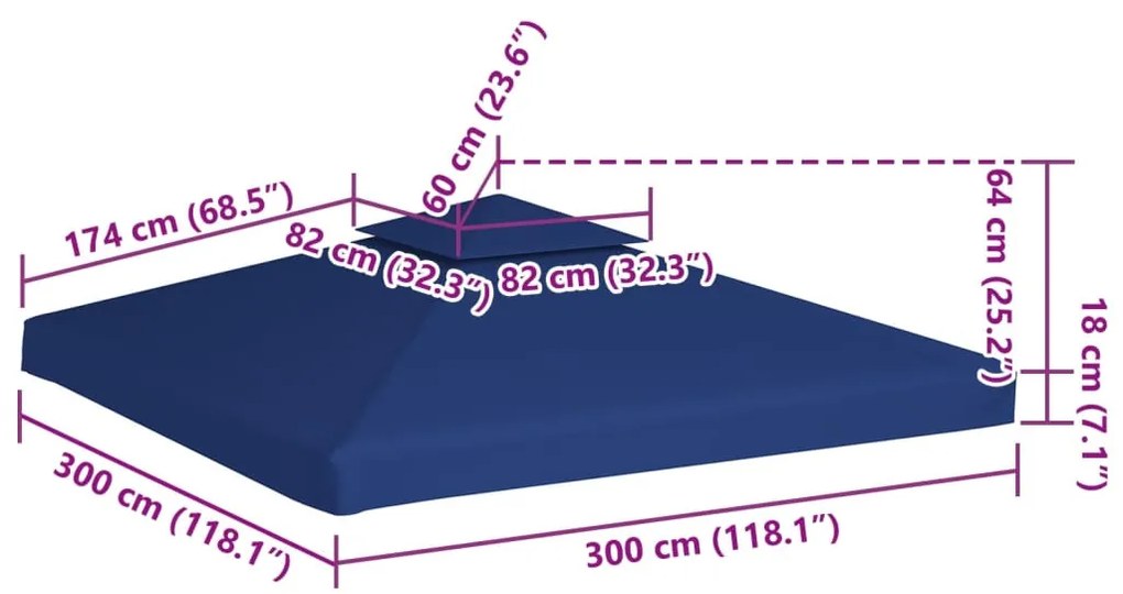 sötétkék csere pavilon ponyvatető 310 g/m² 3 x 3 m