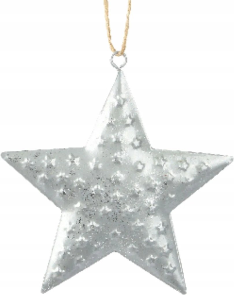 Dombornyomott fém csillag ezüst, gömb 11cm