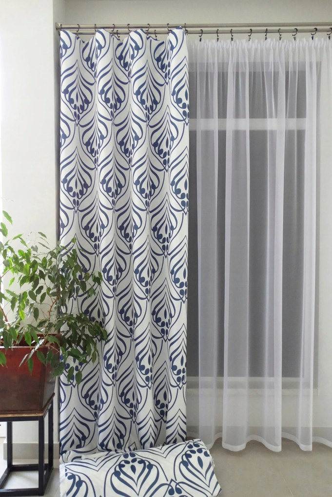 Mg Tk függöny 3719/wz2 Nyomtatott Sötétkék 150cm pol