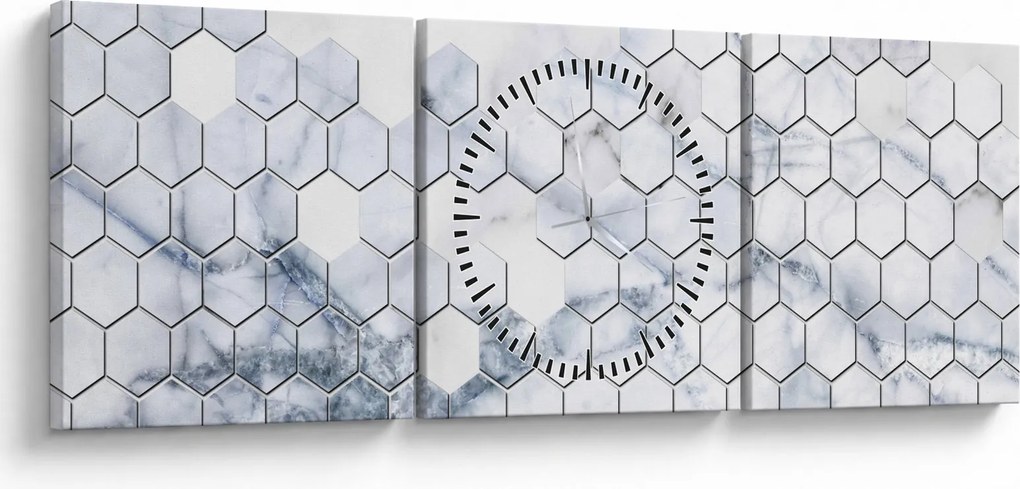Kép - Márványozott hatszög (órával) (90x30 cm)
