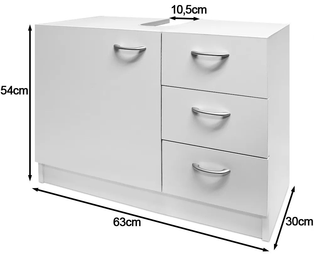 Casaria® Fürdőszobai szekrény 3 fiókkal