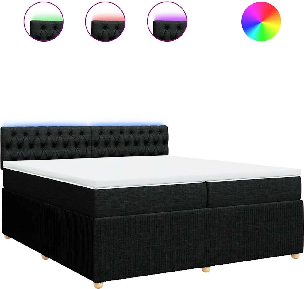 vidaXL fekete szövet rugós ágy matraccal 200 x 200 cm