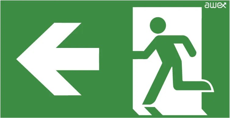 Piktogram Irány A Menekülési Kijárathoz Balra, 150x300mm