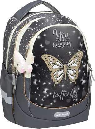 Iskolatáska, cipzáras, BELMIL Leisure Plus Starlight Butterfly, csillagfény pillangó (BL3388723L)