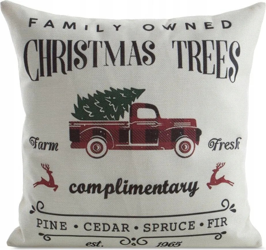 Karácsonyi díszpárnahuzat Jancsi 45x45 cipzáras autó