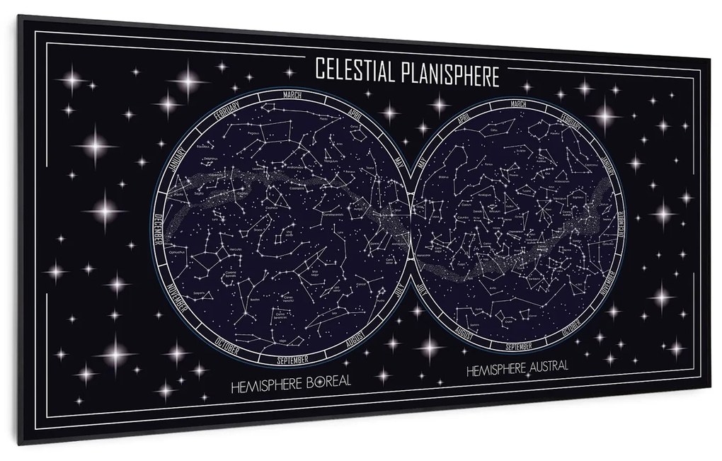 Klarstein Wonderwall Air Art Smart, infravörös hősugárzó, 120 x 60 cm, 700 W, égbolt térkép