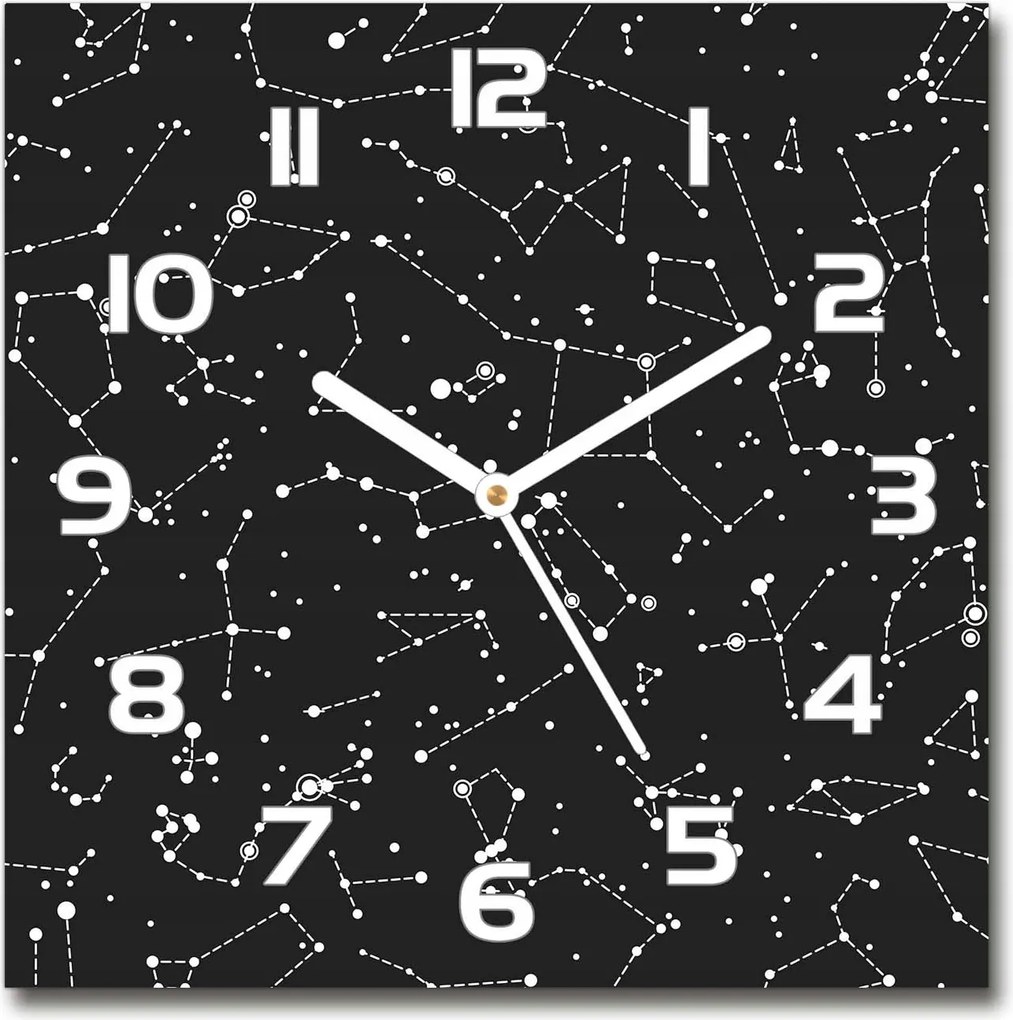 Négyzet alakú csendes üveg falióra Csillagkép 30x30