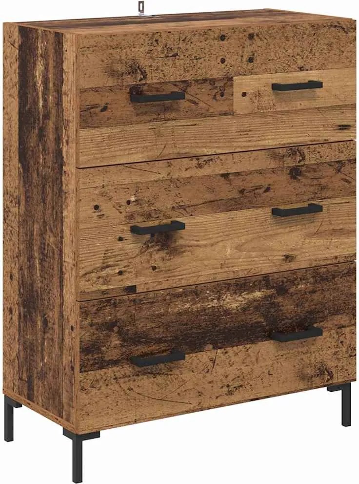 vidaXL Széf fiókkal Öreg fa 69,5 x 34 x 90 cm Műszaki fa és vas