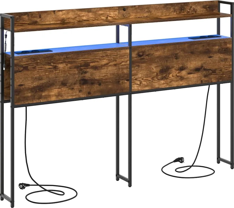 vidaXL Tároló fejtámla polcokkal Füstölt tölgy 160 cm Faanyag