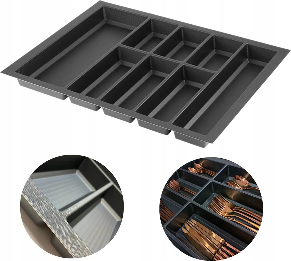 Evőeszköztartó Betét Fiókhoz 70 Kristall Fekete 622X474