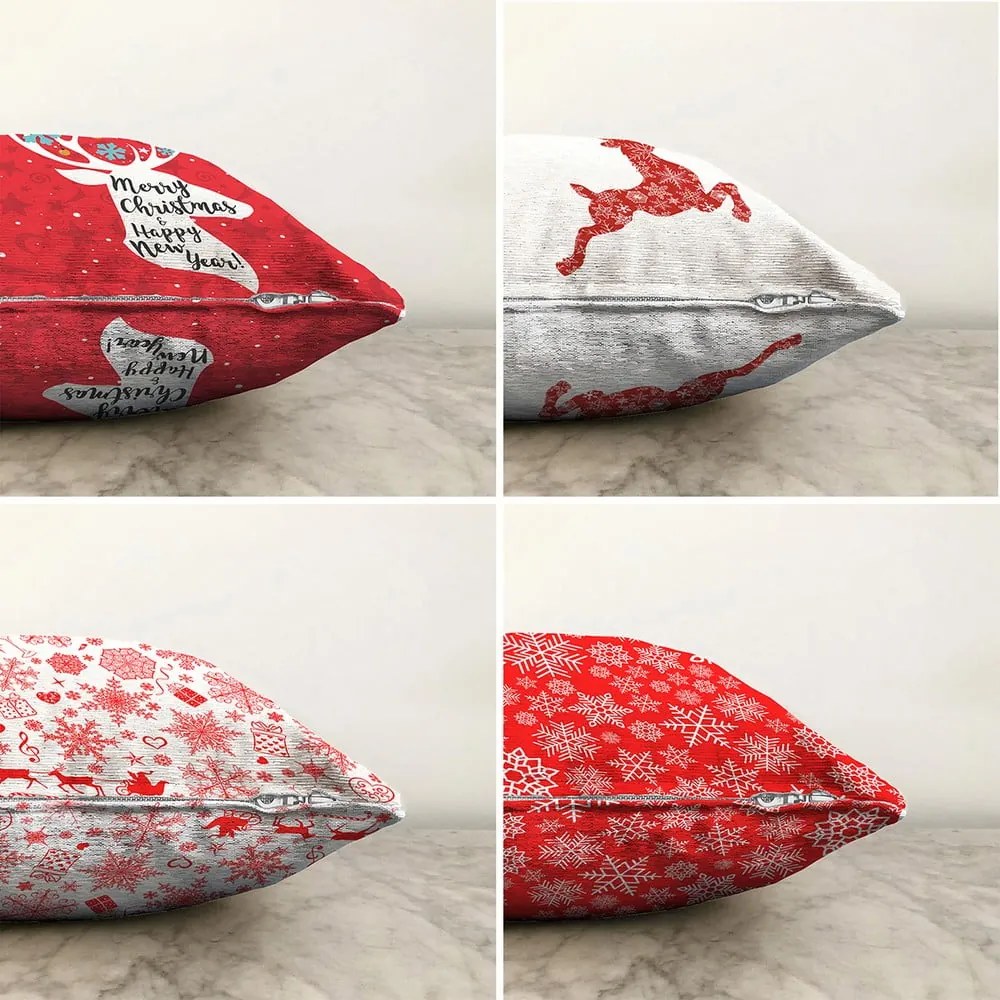 Christmas Reindeer 4 db-os karácsonyi zsenília párnahuzat szett, 55 x 55 cm - Minimalist Cushion Covers