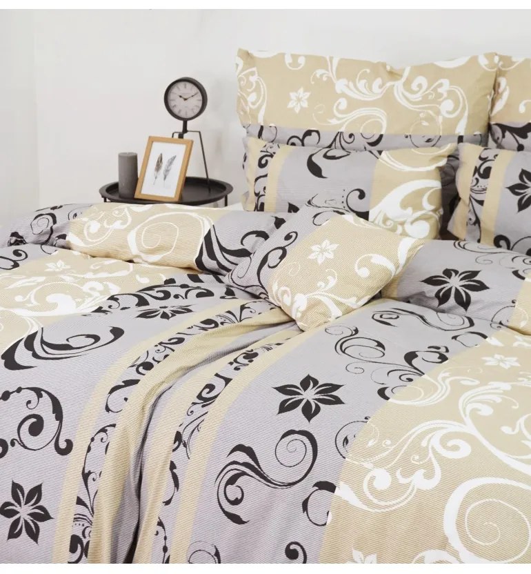EMI Lilien szürke-bézs krepp ágyneműhuzat, A standard egyszemélyes ágy szett tartalma: 1x 140x200 + 1x 70x90
