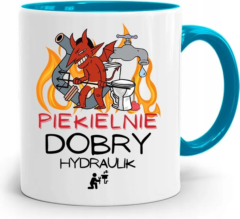 Kék Bögre Ajándék Vízvezeték Szerelőnek Pokolian Nyomtatott Fotóval