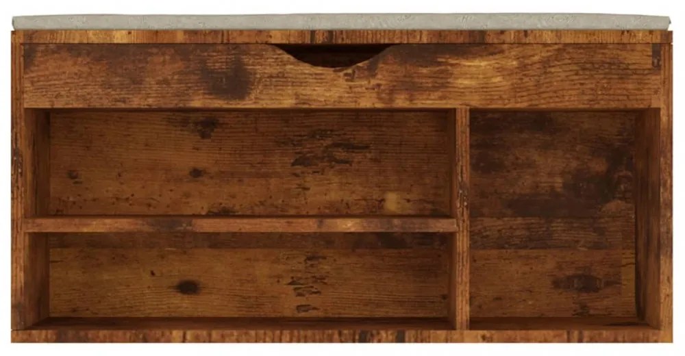 füstölt tölgy színű cipőtároló pad párnával 104 x 30 x 49 cm