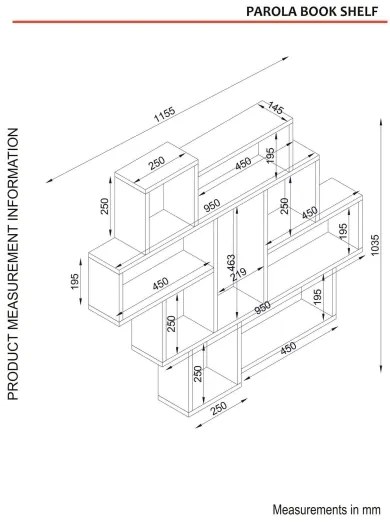 Fali polc PAROLA 103,5x115,5 cm fehér